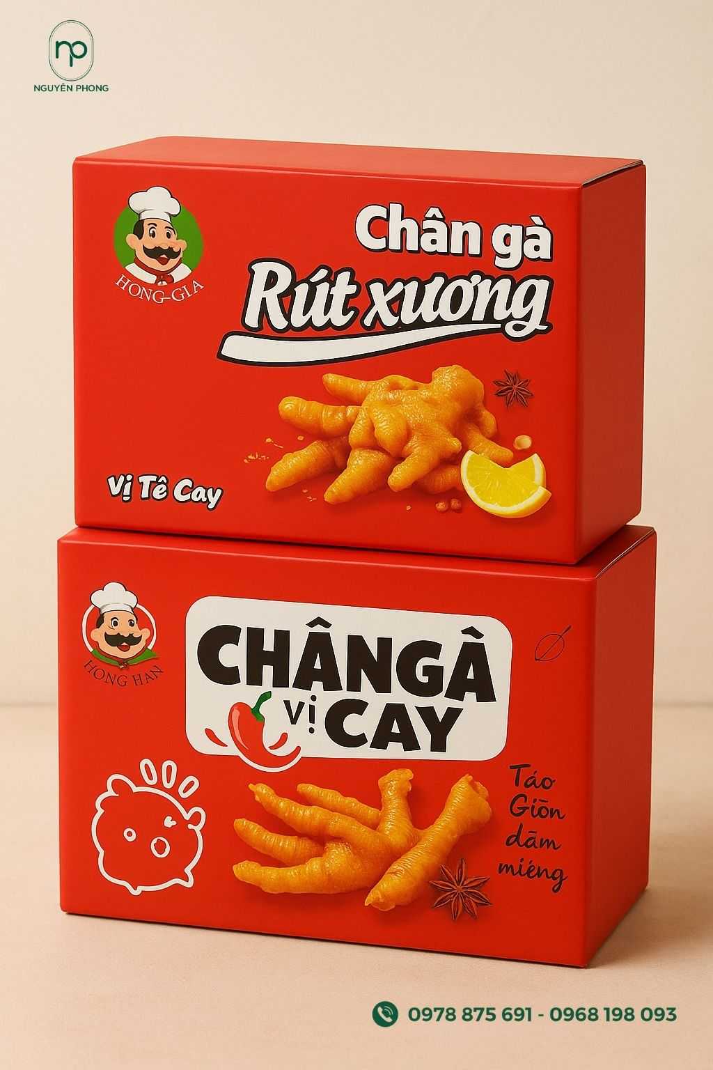 Hộp giấy đựng chân gà rút xương vị tê cay